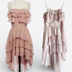 Romeo & Juliet Ruffled Lavender Asymmetric Strap Mid Dress Size L